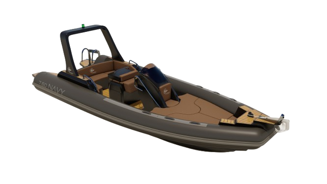 Naviglia vision: the NAVY 7.60 complete, seen from the stern, brown fit-out, before being opened up layer by layer