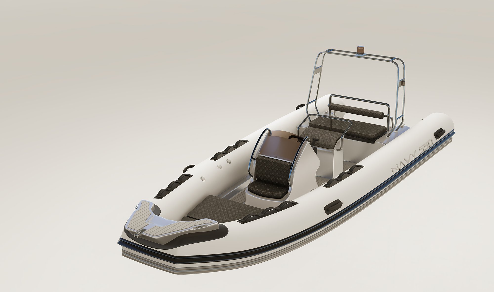 NAVY 5.50, variante con tubolari bianchi, cuscineria grigio antracite e bottazzo nero