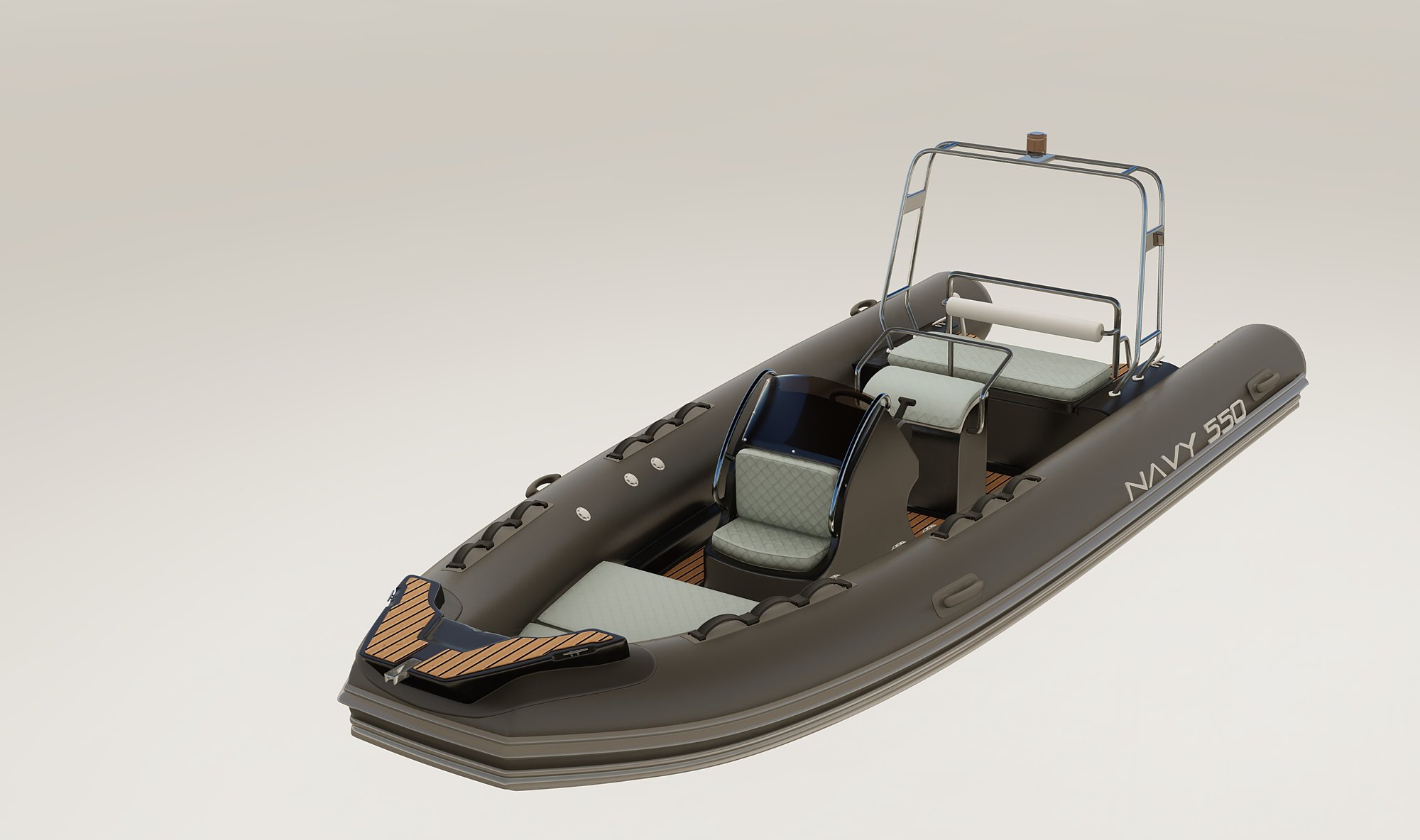 NAVY 5.50, variante con tubolari grigio scuro, cuscineria chiara