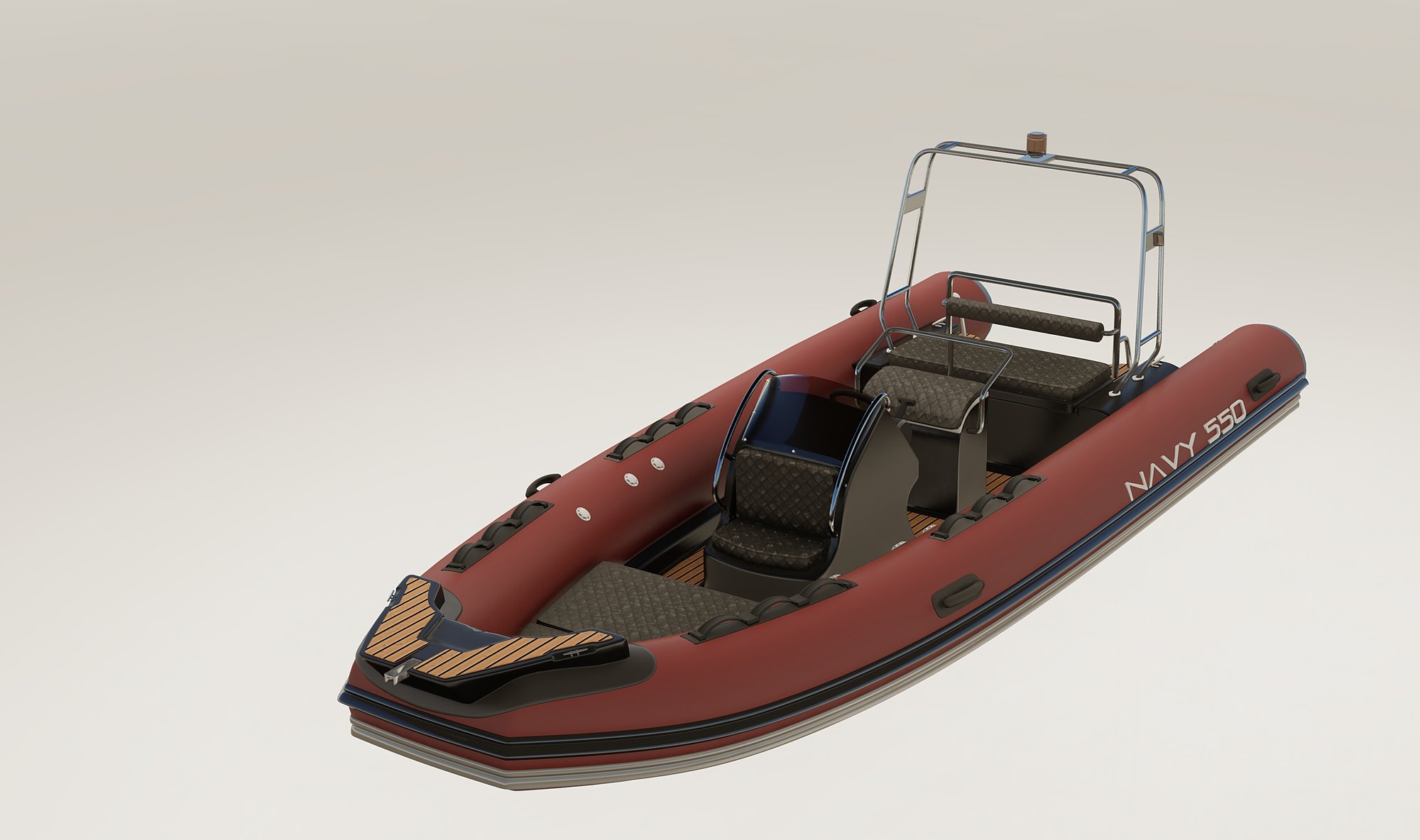 NAVY 5.50, variante con tubolari rosso mattone, cuscineria grigio antracite