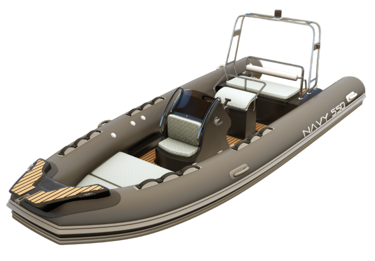 NAVY 5.50 scontornato di tre quarti da prua con scritta NAVY 550 sul tubolare