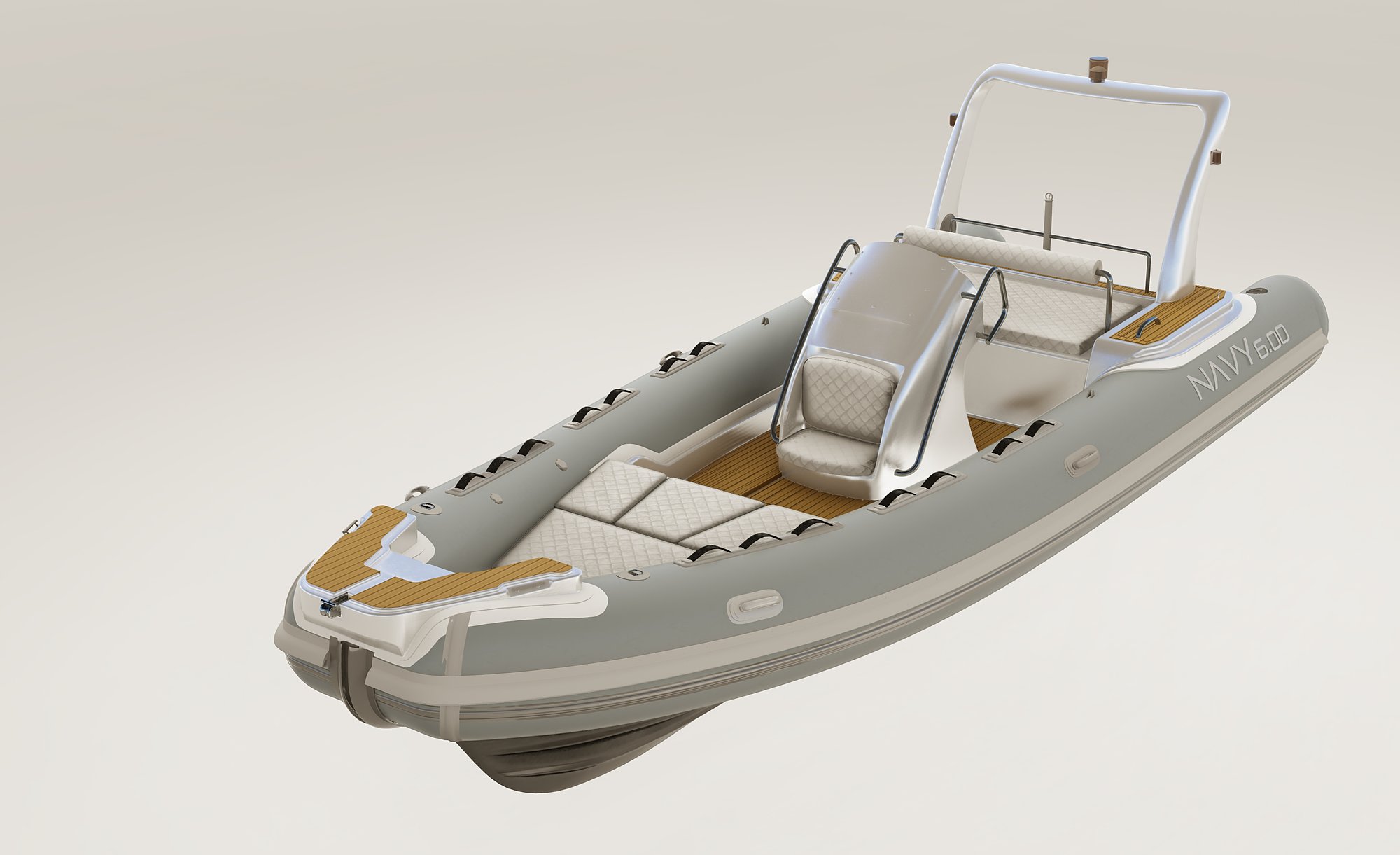 NAVY 6.00, variante con tubolari grigio chiaro, console e roll-bar bianchi, cuscineria chiara
