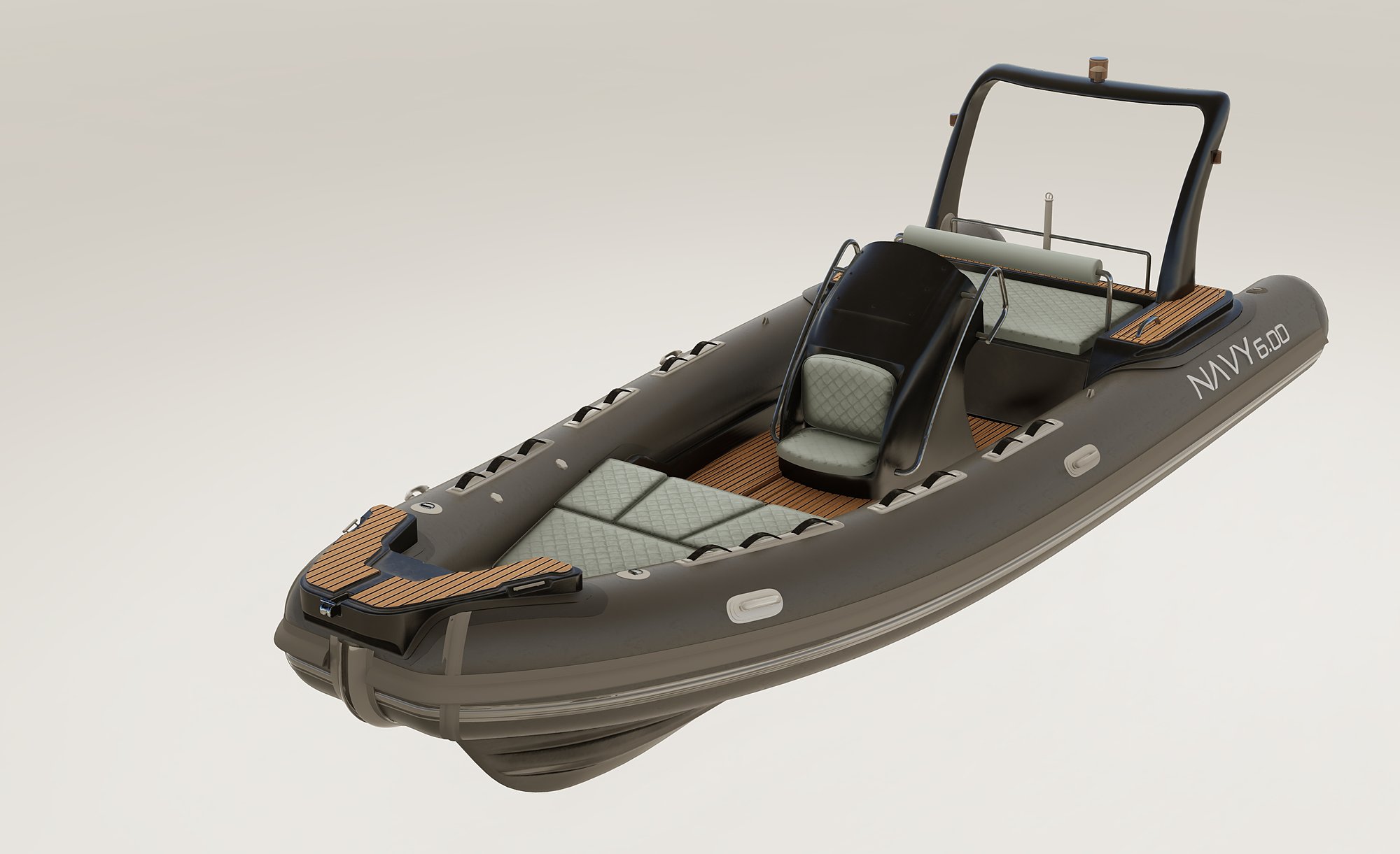 NAVY 6.00, variante con tubolari grigio scuro, cuscineria chiara e roll-bar nero