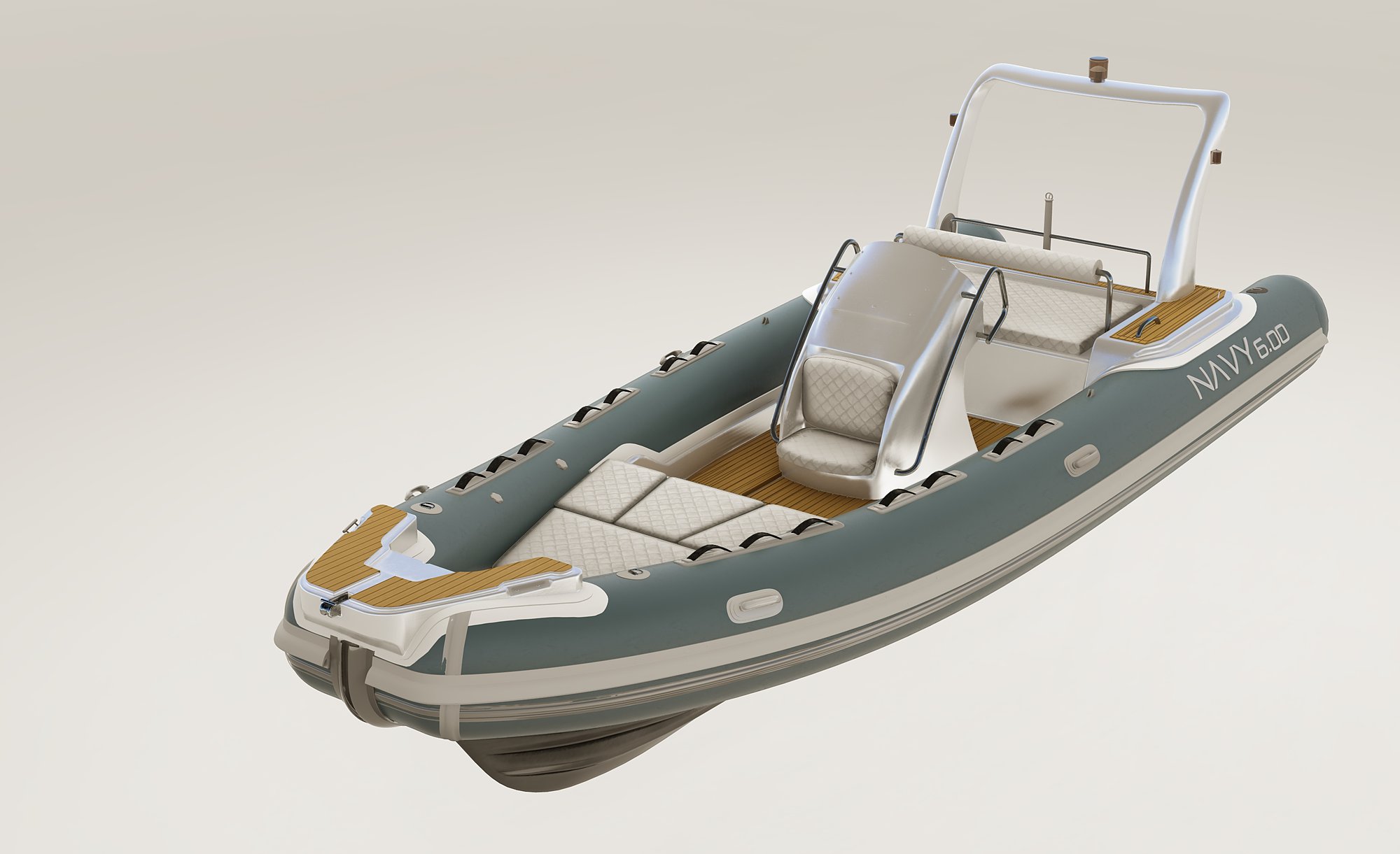 NAVY 6.00, variante con tubolari grigio-verde, console e roll-bar bianchi, cuscineria chiara