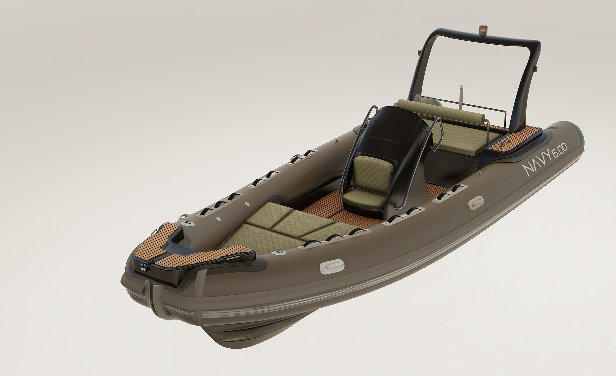 NAVY 6.00, variante con tubolari tortora, cuscineria verde salvia e roll-bar nero