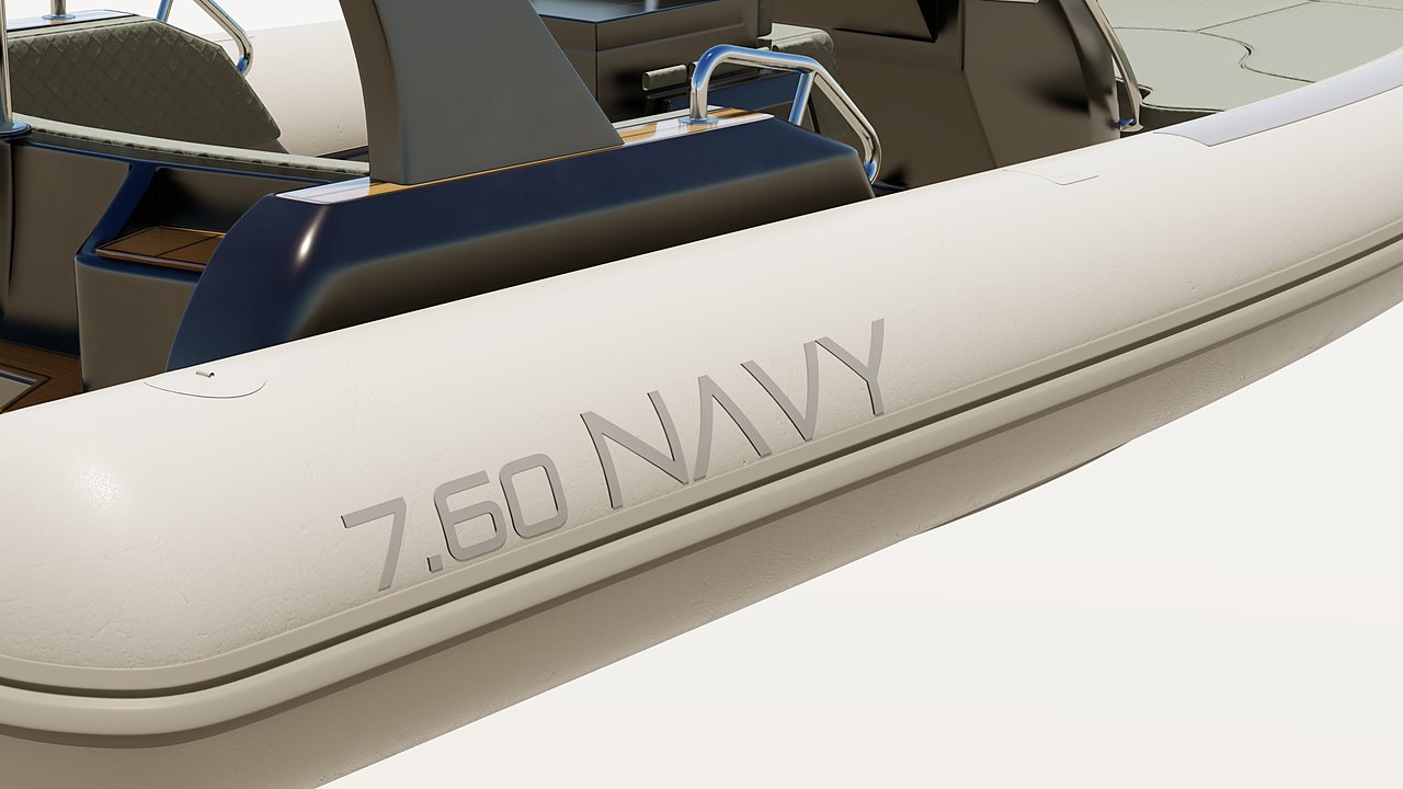 Primo piano del tubolare crema del NAVY 7.60 con la scritta 7.60 NAVY